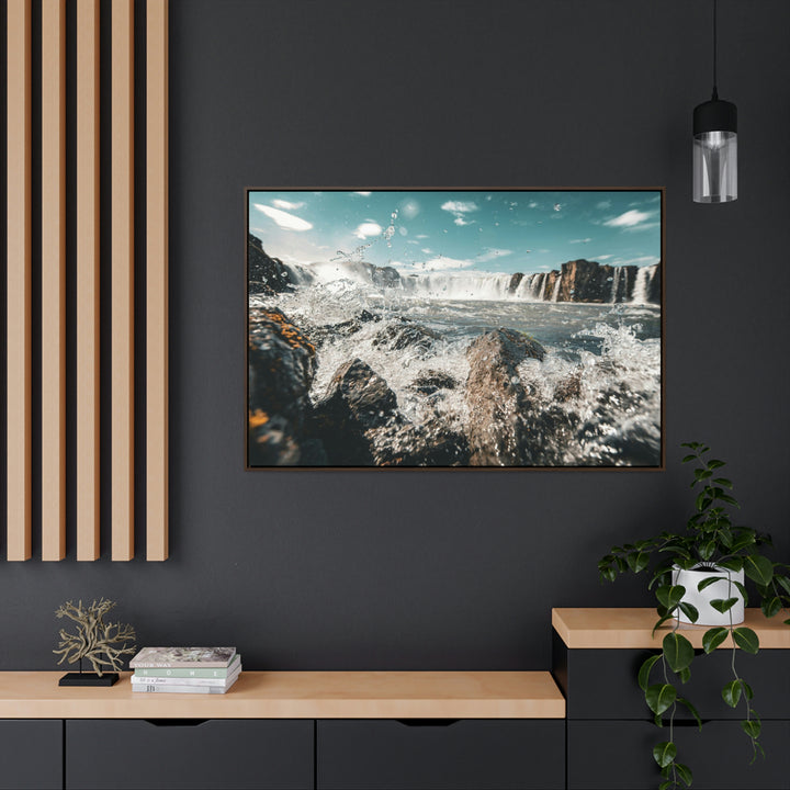 Goðafoss Splash - Canvas with Frame