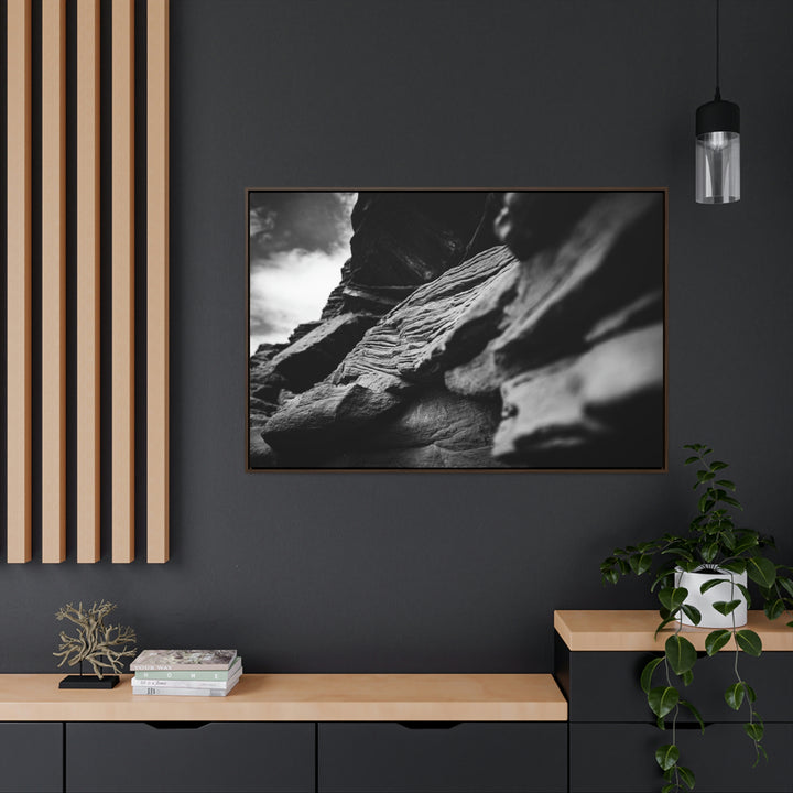 Layers of Rock in Black and White - Canvas with Frame