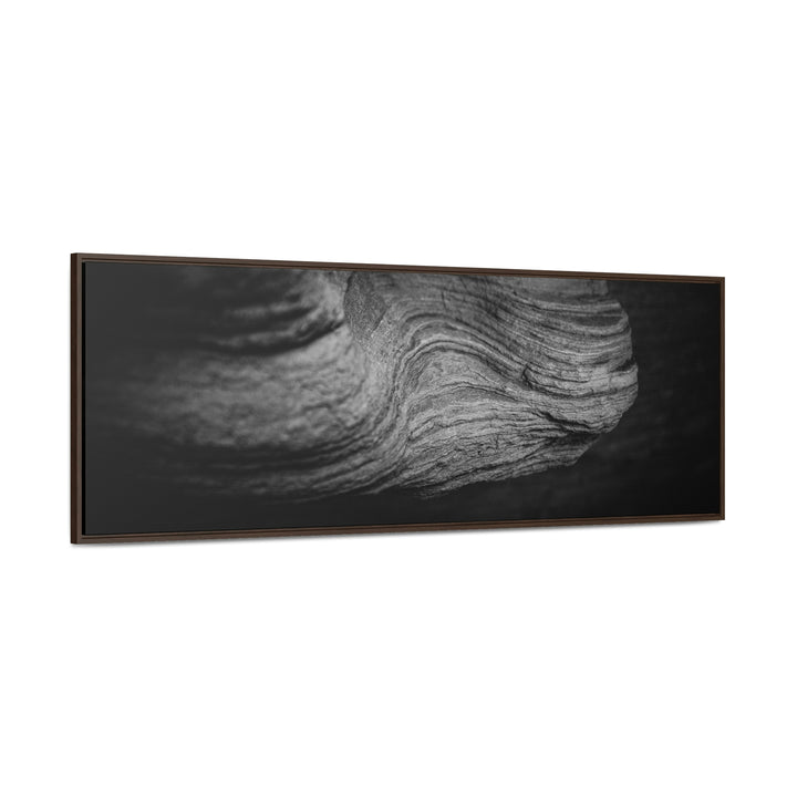 Sedimentary Rock Curves in Black and White - Canvas with Frame