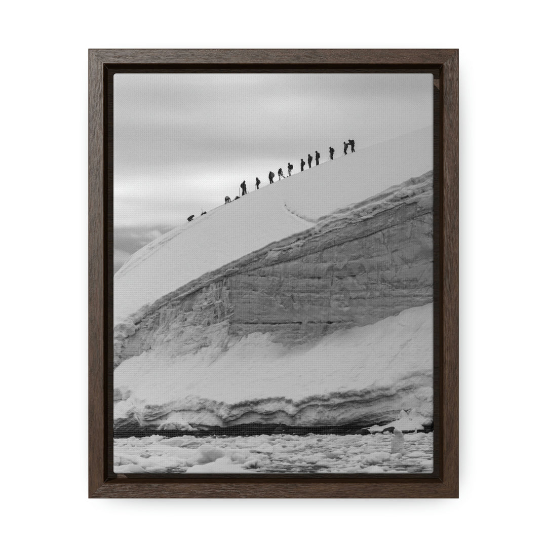 Preparing for the Climb in Black and White - Canvas with Frame