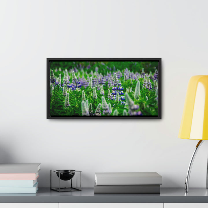 Glowing Lupin with Mountains - Canvas with Frame