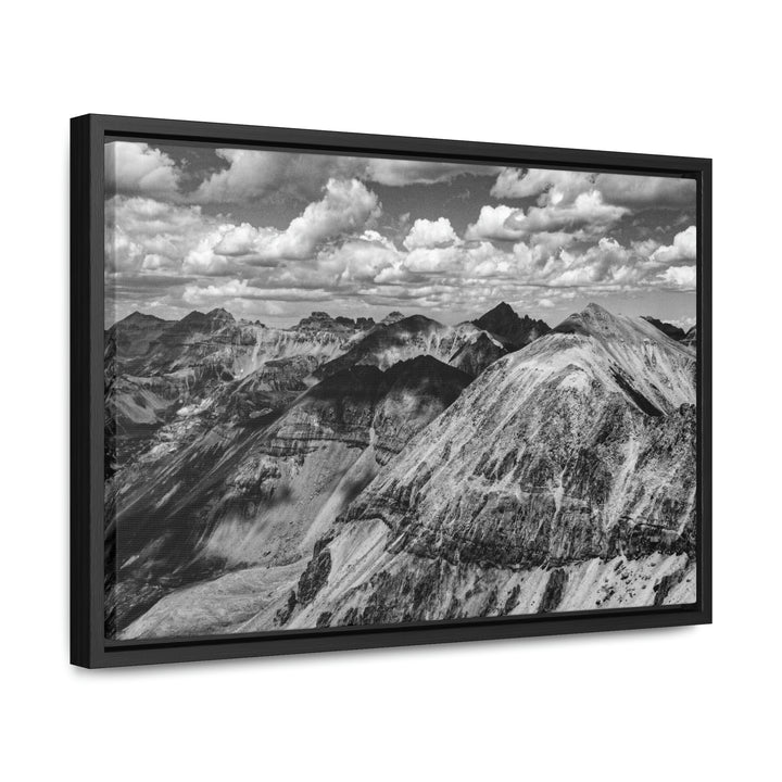 Imogene Pass From the Air in Black and White - Canvas with Frame