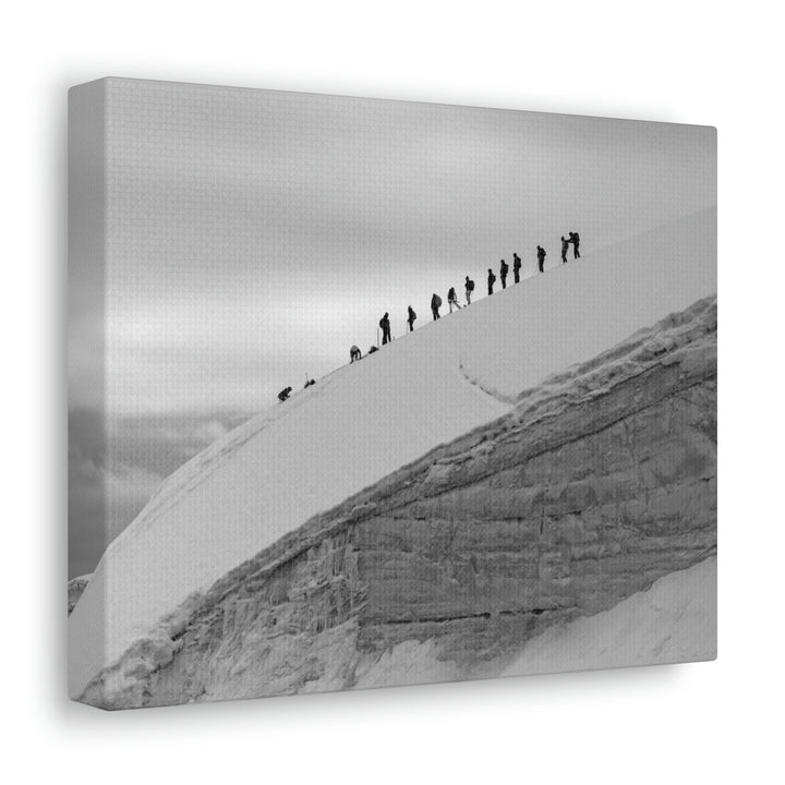 Preparing for the Climb in Black and White - Canvas