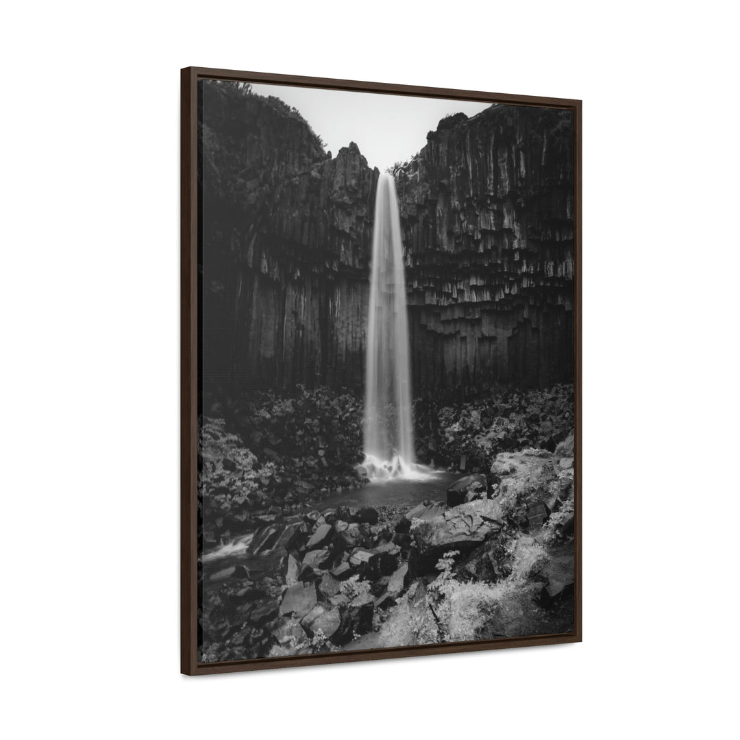 Svartifoss in Black and White - Canvas with Frame