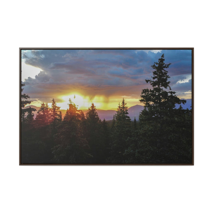 Rainy Sunset Through the Trees - Canvas with Frame