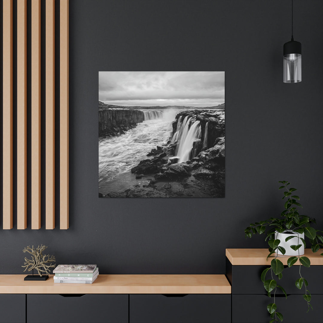 Selfoss in Black and White - Canvas