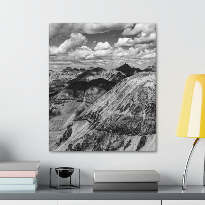 Imogene Pass From the Air in Black and White - Canvas