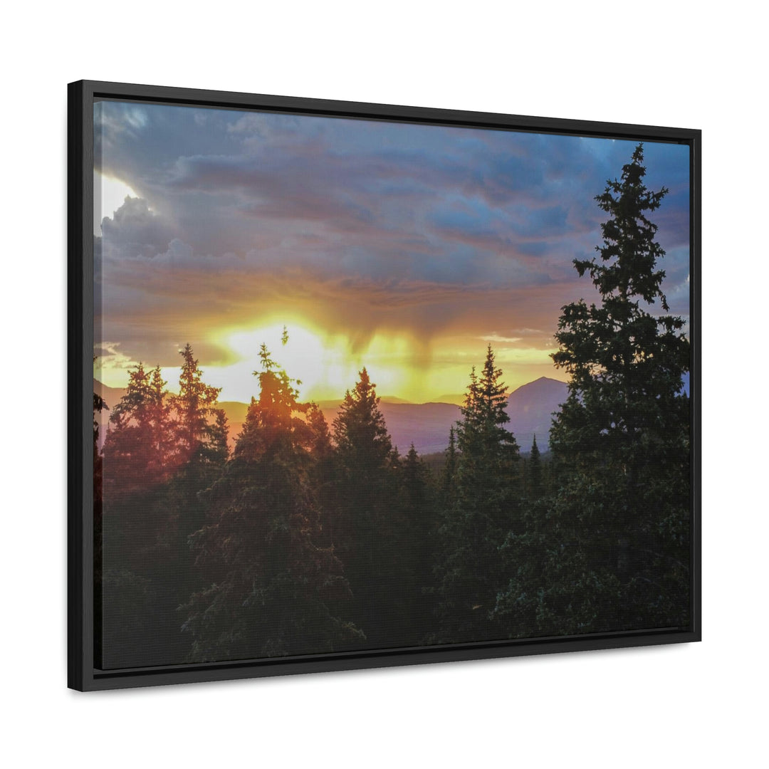 Rainy Sunset Through the Trees - Canvas with Frame