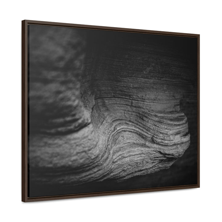 Sedimentary Rock Curves in Black and White - Canvas with Frame