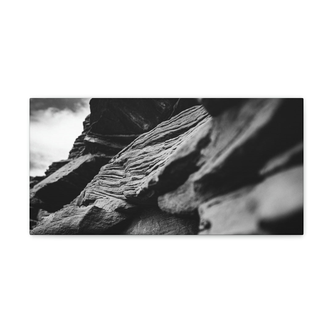 Layers of Rock in Black and White - Canvas