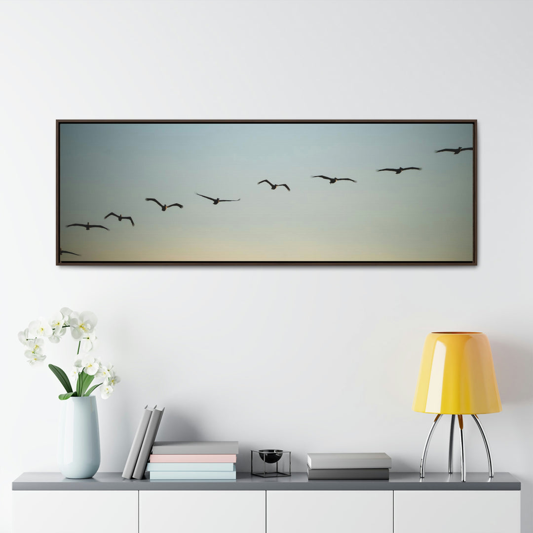 Brown Pelicans in Flight - Canvas with Frame