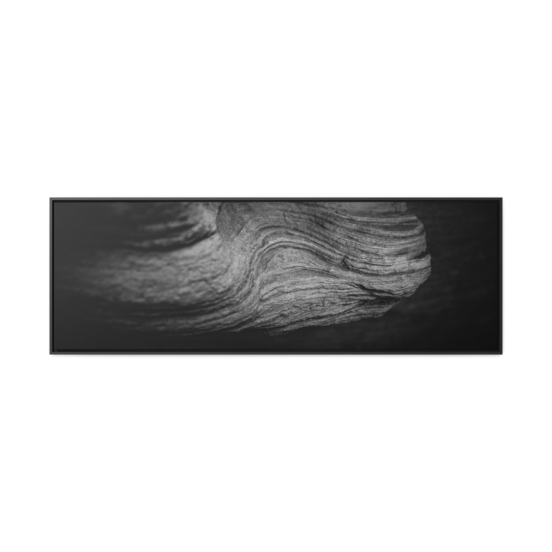 Sedimentary Rock Curves in Black and White - Canvas with Frame