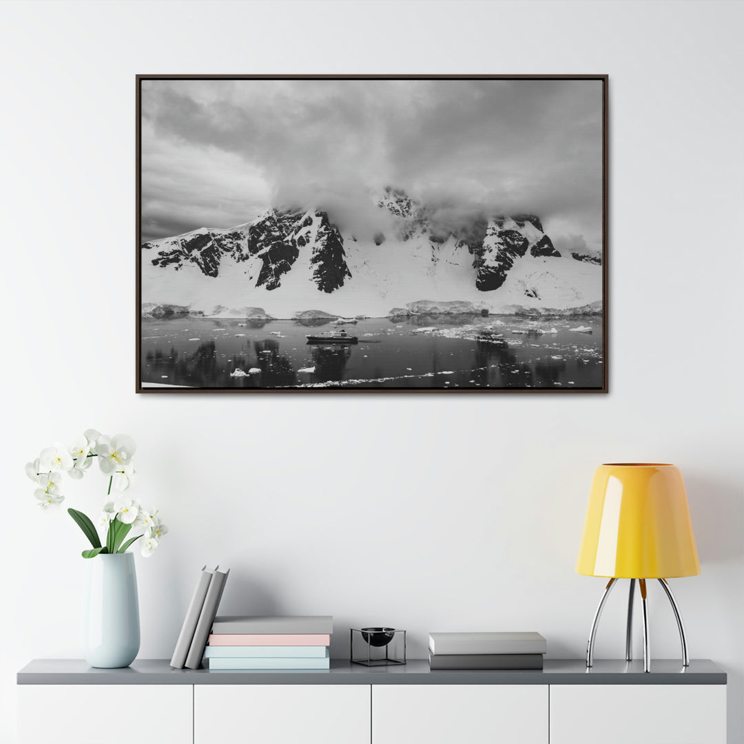 Peaceful Anchoring in Black and White - Canvas with Frame