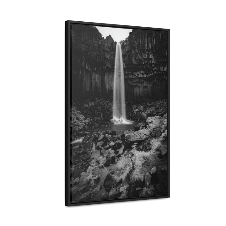 Svartifoss in Black and White - Canvas with Frame