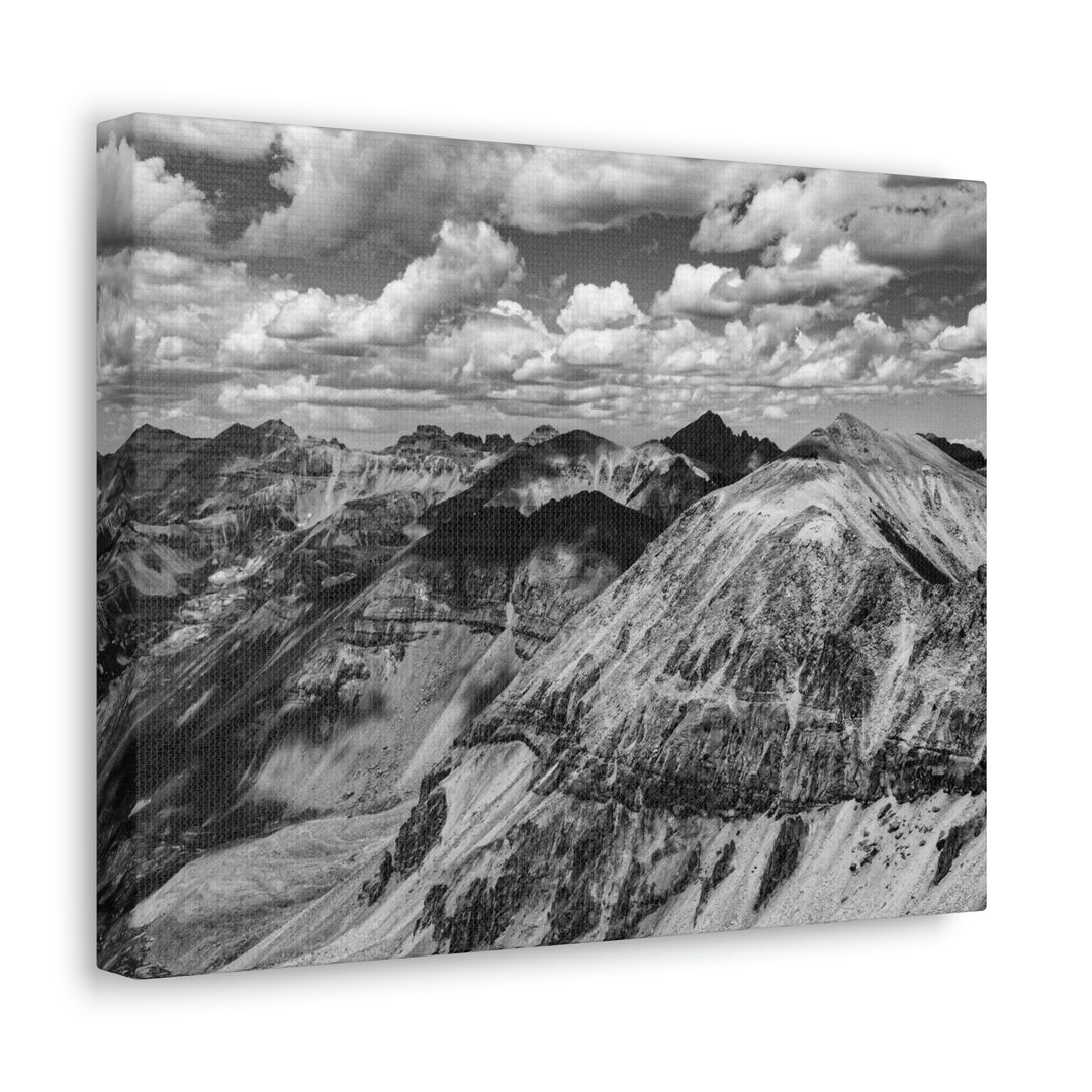 Imogene Pass From the Air in Black and White - Canvas