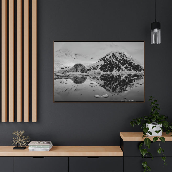 Reflected Calm in Black and White - Canvas with Frame