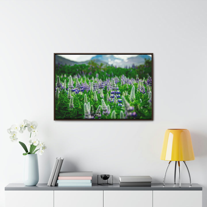 Glowing Lupin with Mountains - Canvas with Frame