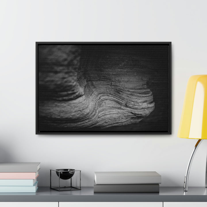 Sedimentary Rock Curves in Black and White - Canvas with Frame