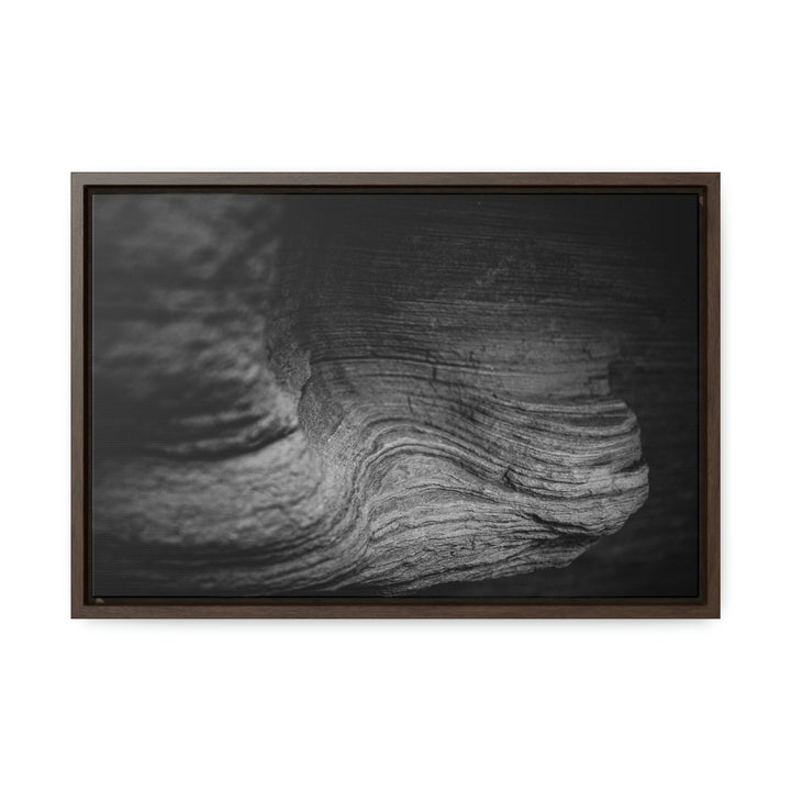 Sedimentary Rock Curves in Black and White - Canvas with Frame