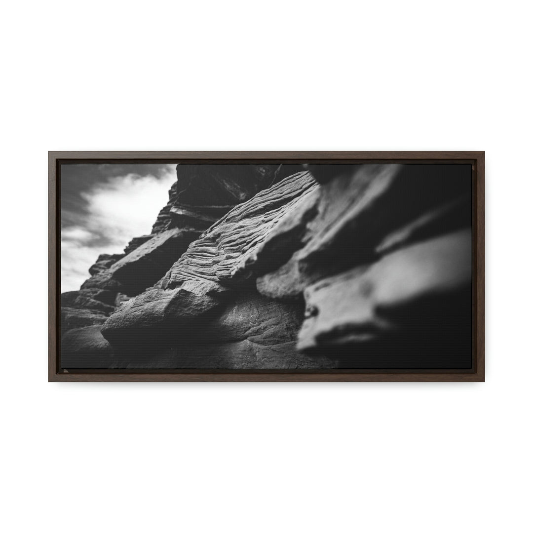 Layers of Rock in Black and White - Canvas with Frame