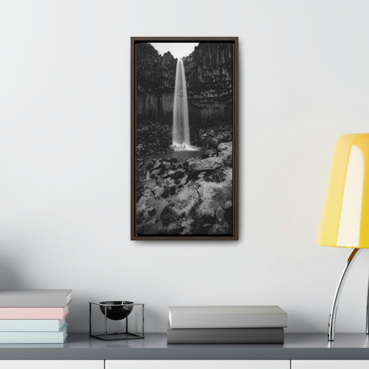 Svartifoss in Black and White - Canvas with Frame