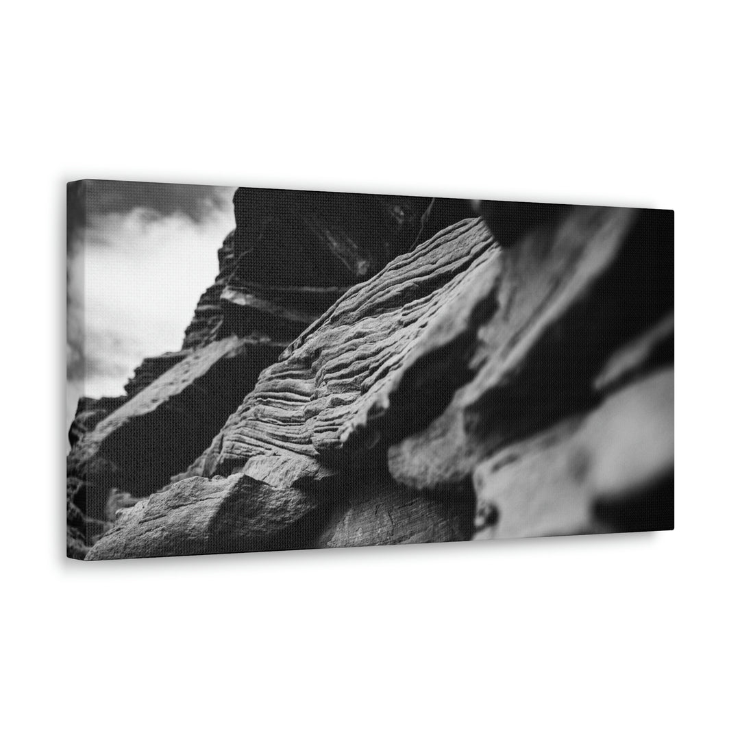 Layers of Rock in Black and White - Canvas