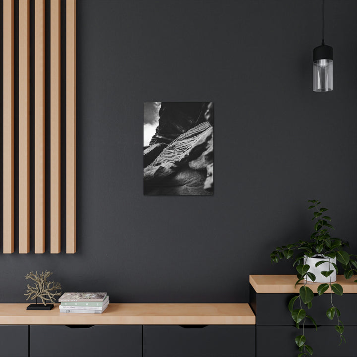 Layers of Rock in Black and White - Canvas