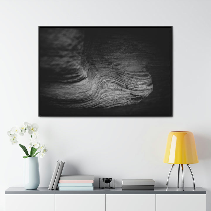 Sedimentary Rock Curves in Black and White - Canvas with Frame