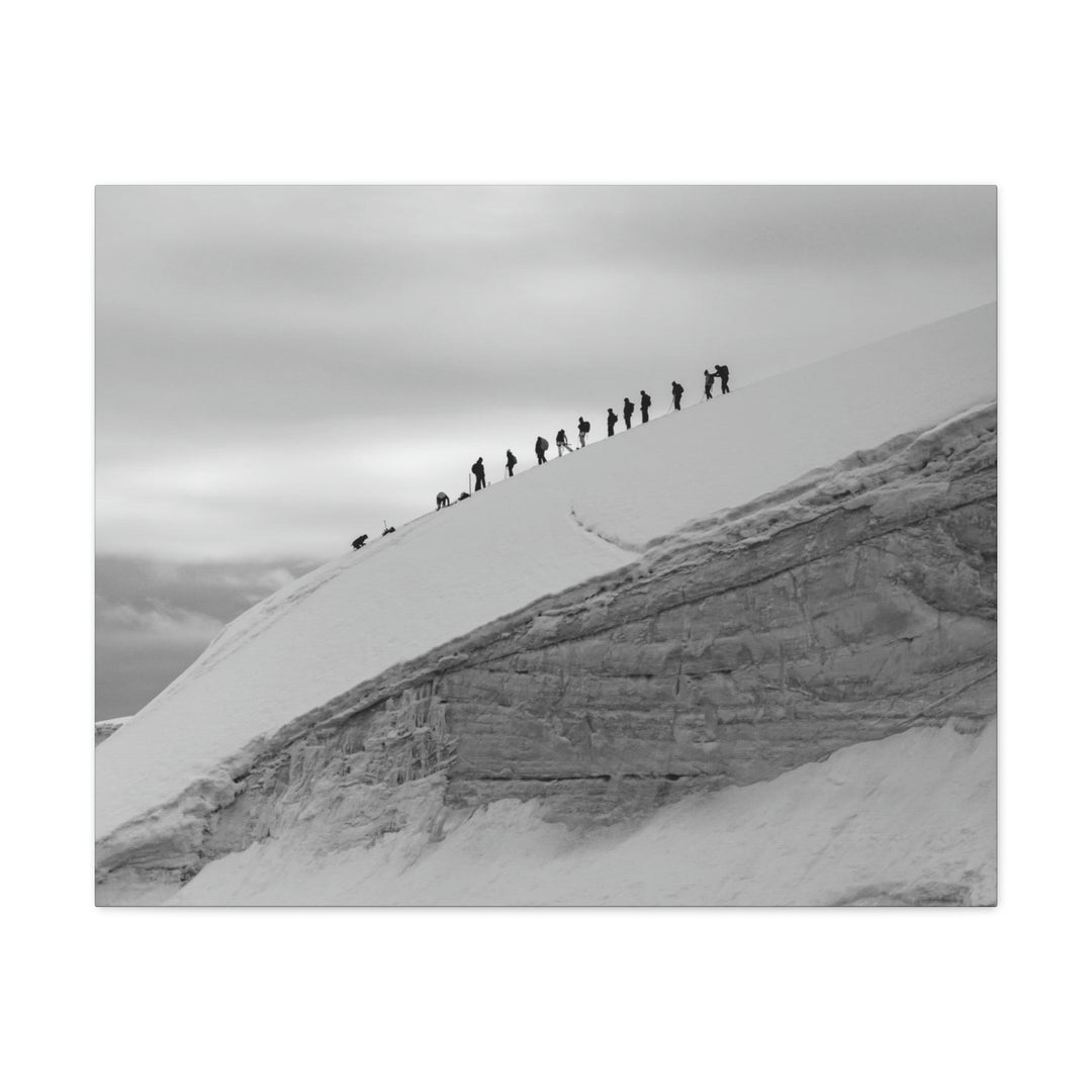 Preparing for the Climb in Black and White - Canvas