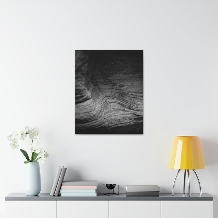 Sedimentary Rock Curves in Black and White - Canvas