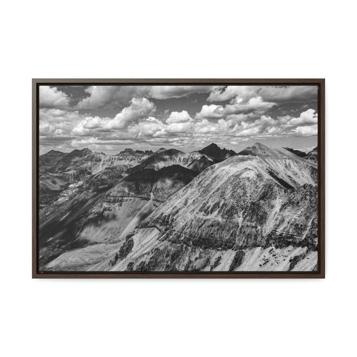 Imogene Pass From the Air in Black and White - Canvas with Frame