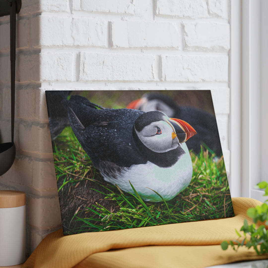 Resting Puffin - Glass Cutting Board