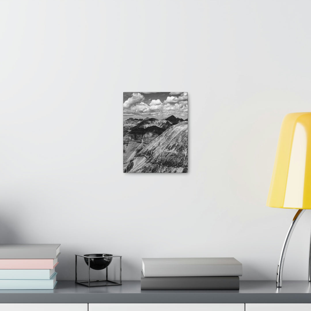 Imogene Pass From the Air in Black and White - Canvas