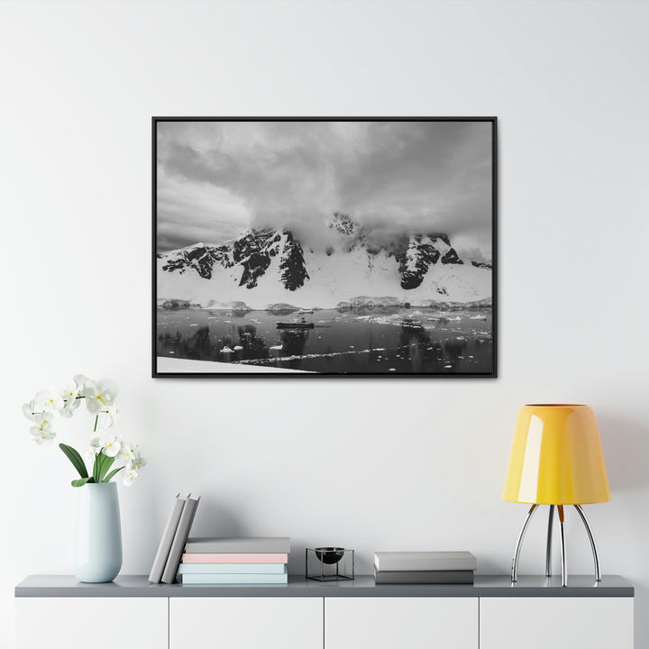 Peaceful Anchoring in Black and White - Canvas with Frame