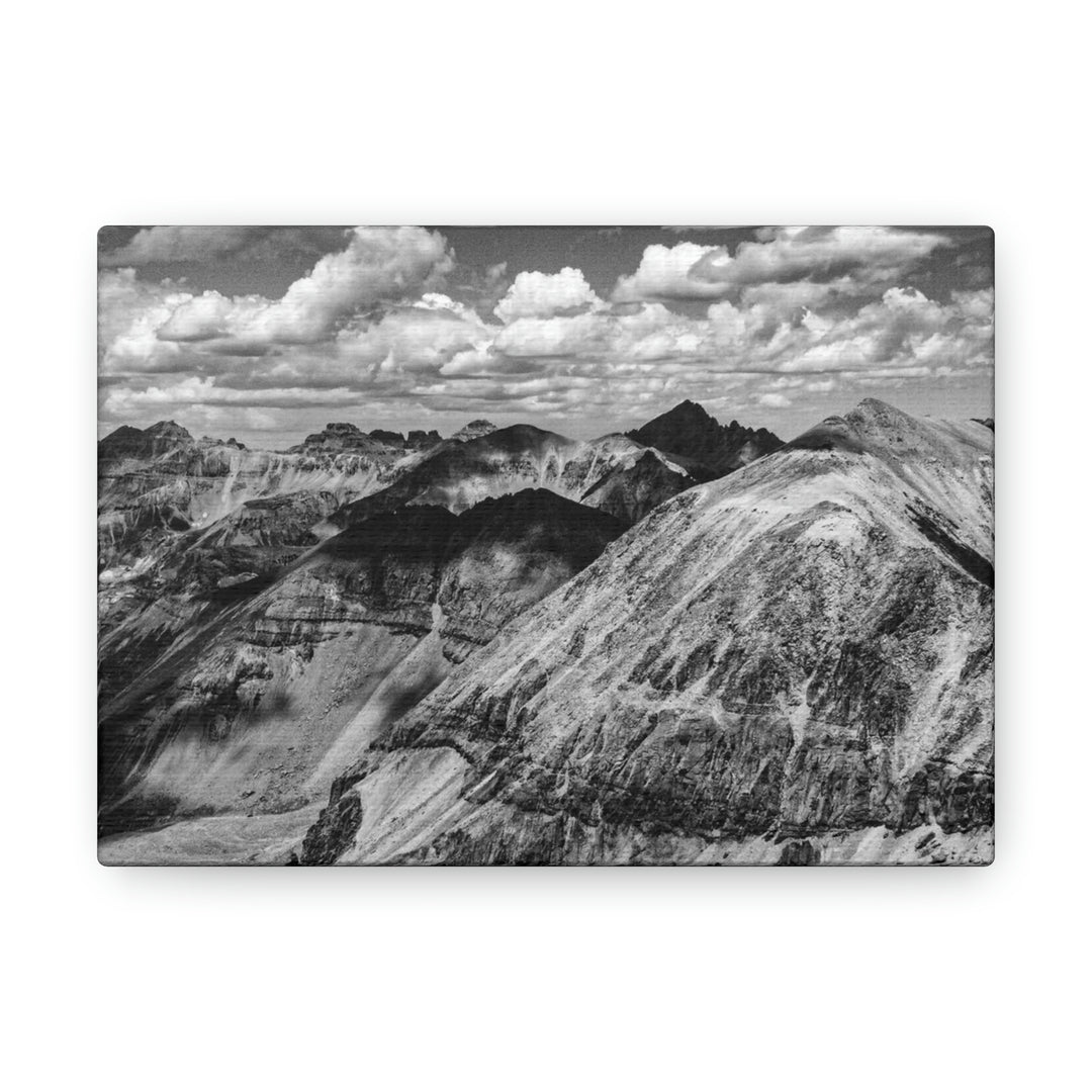 Imogene Pass From the Air in Black and White - Canvas