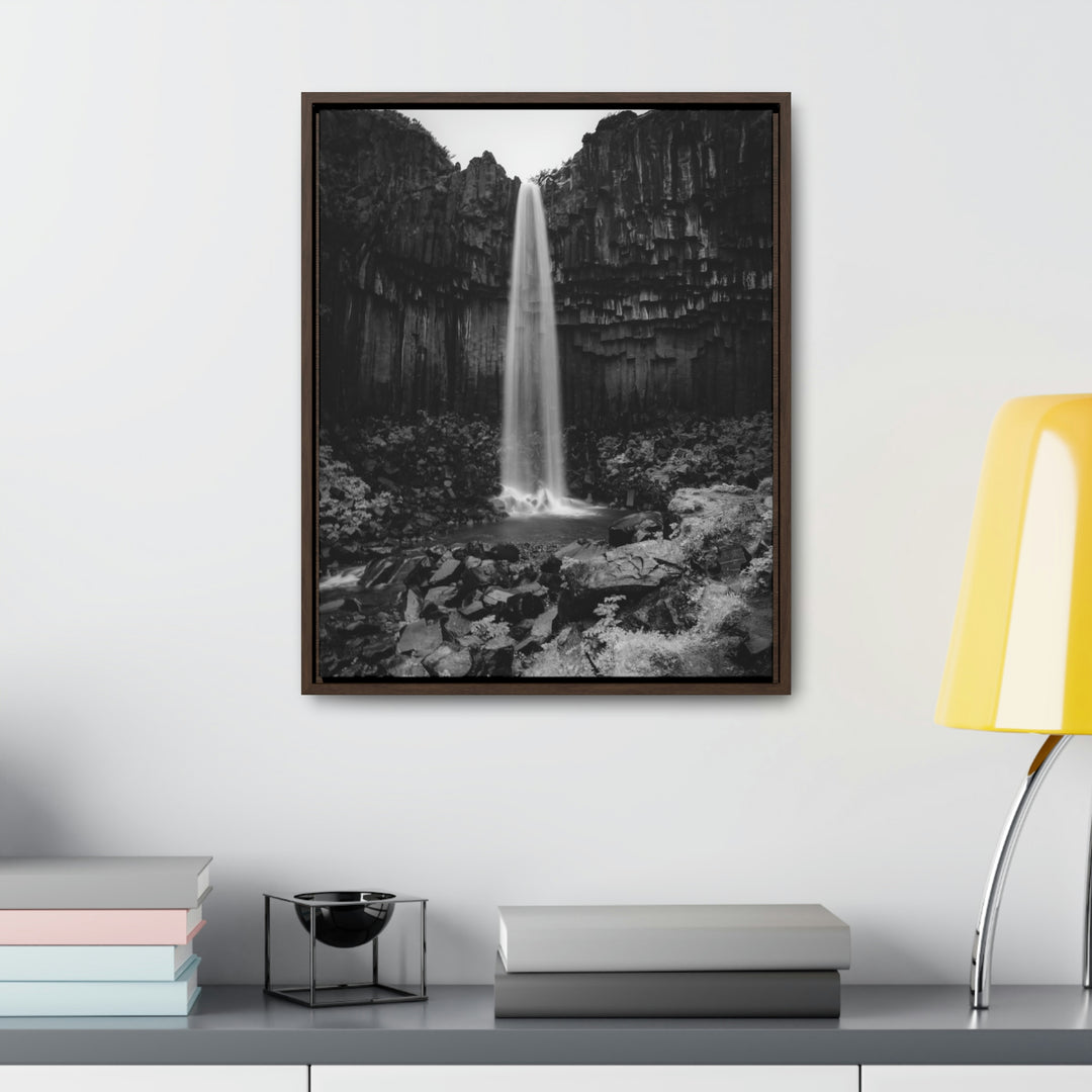 Svartifoss in Black and White - Canvas with Frame