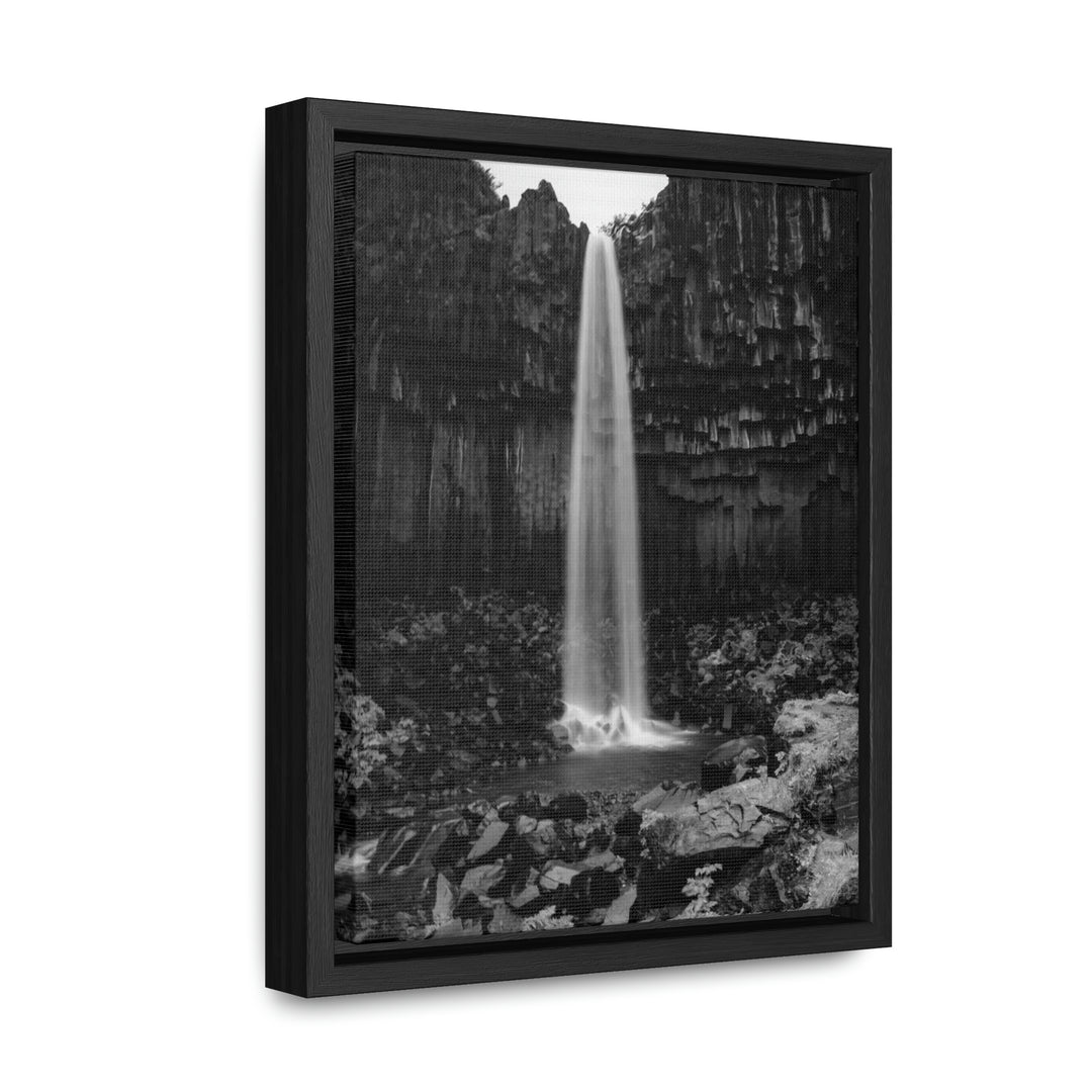 Svartifoss in Black and White - Canvas with Frame