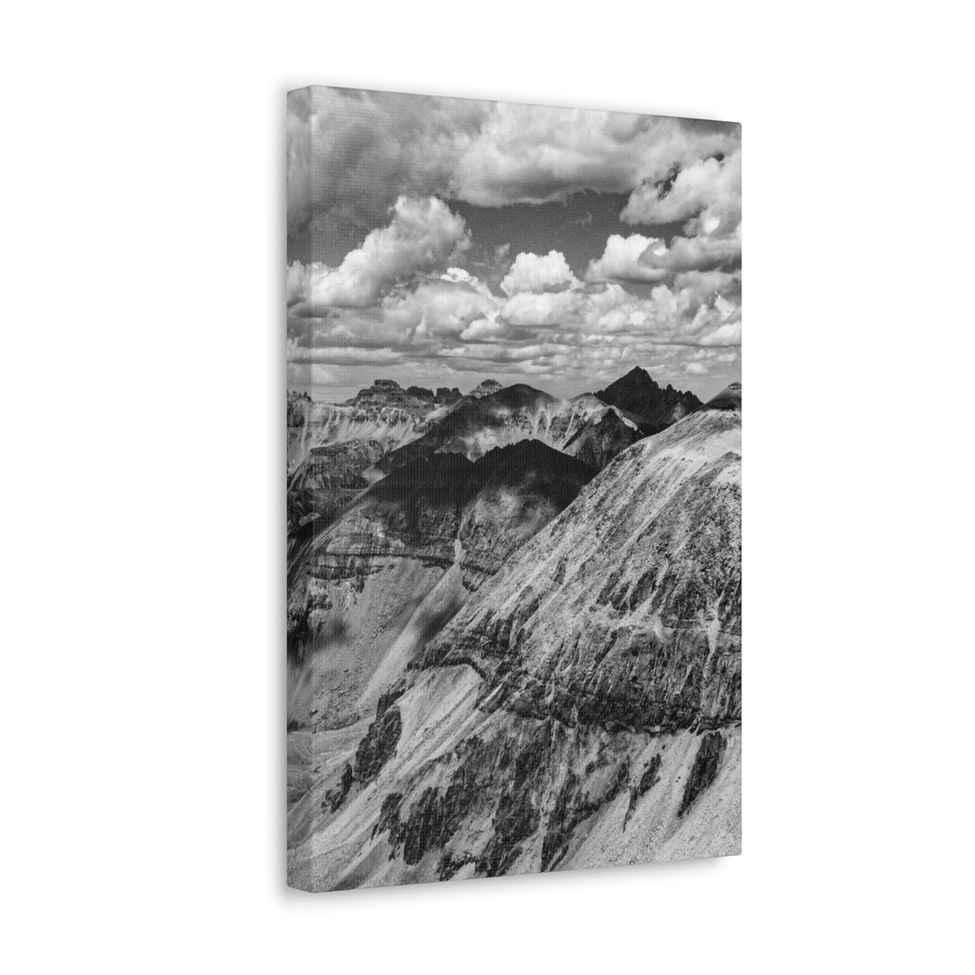 Imogene Pass From the Air in Black and White - Canvas