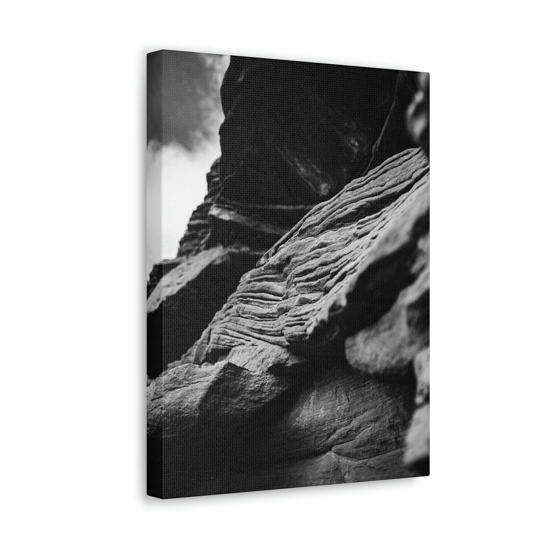 Layers of Rock in Black and White - Canvas