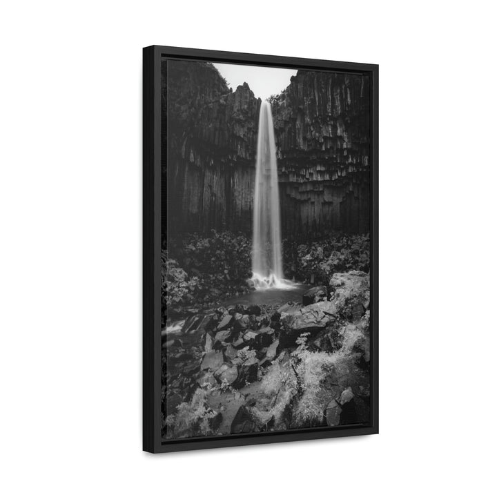 Svartifoss in Black and White - Canvas with Frame