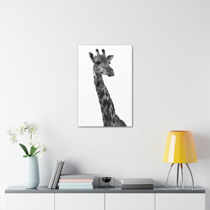 Giraffe Portrait in Black and White  - Canvas