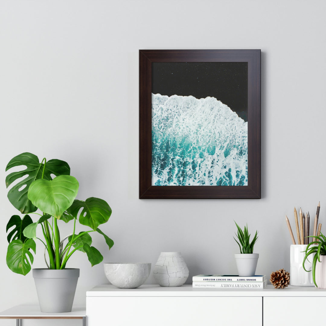 A Wave on Volcanic Sand - Framed Print