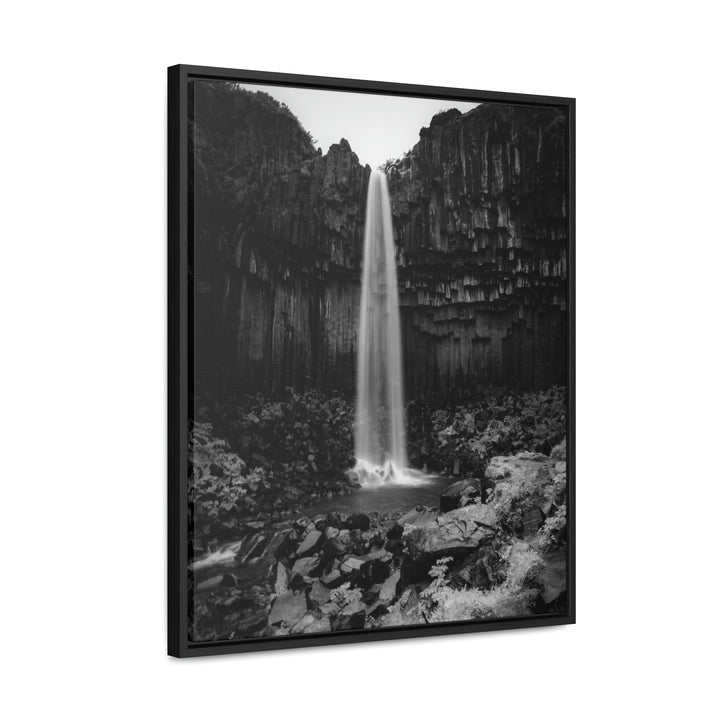 Svartifoss in Black and White - Canvas with Frame