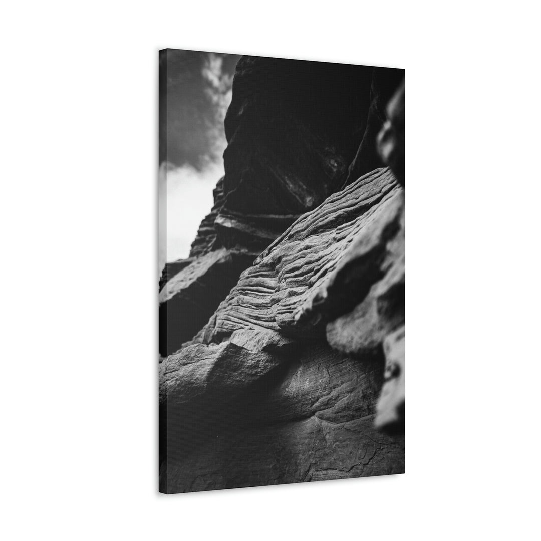 Layers of Rock in Black and White - Canvas