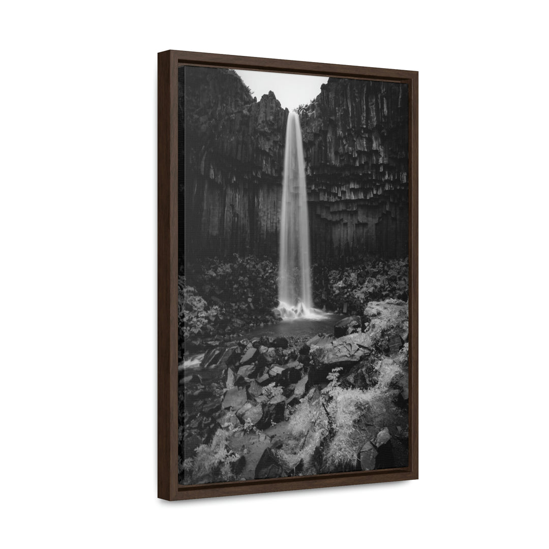 Svartifoss in Black and White - Canvas with Frame