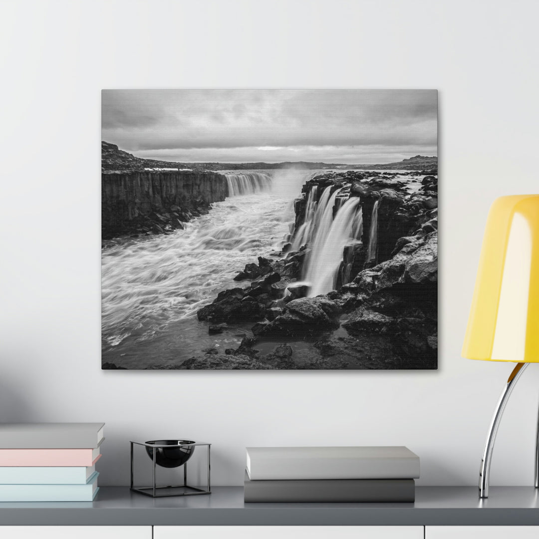 Selfoss in Black and White - Canvas