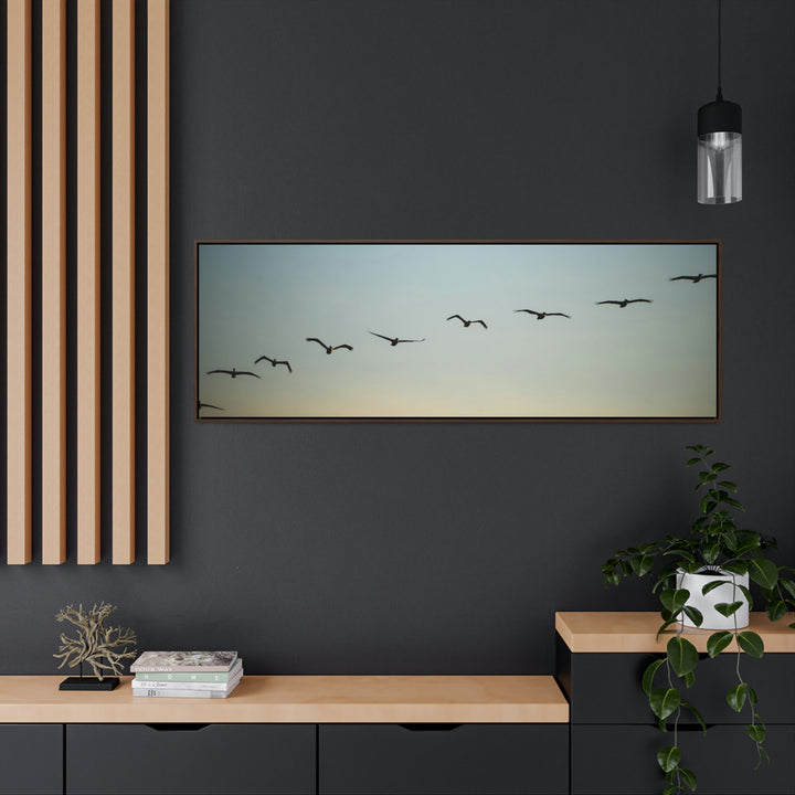 Brown Pelicans in Flight - Canvas with Frame