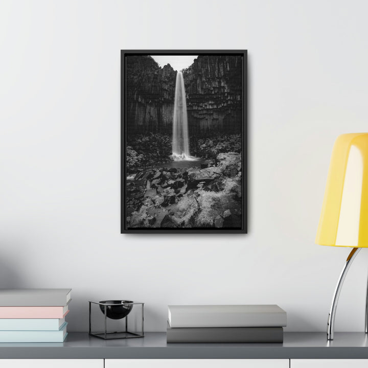 Svartifoss in Black and White - Canvas with Frame