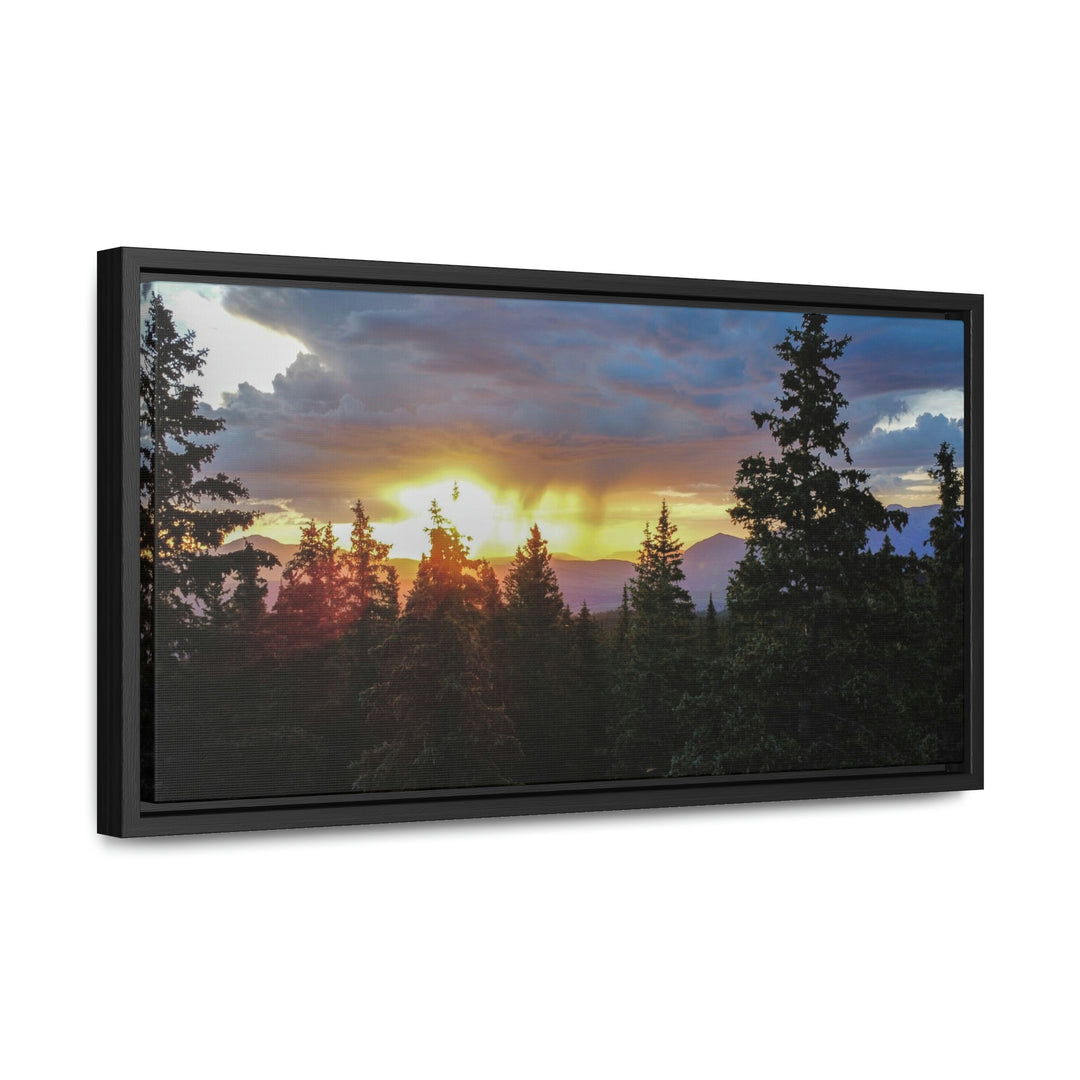 Rainy Sunset Through the Trees - Canvas with Frame