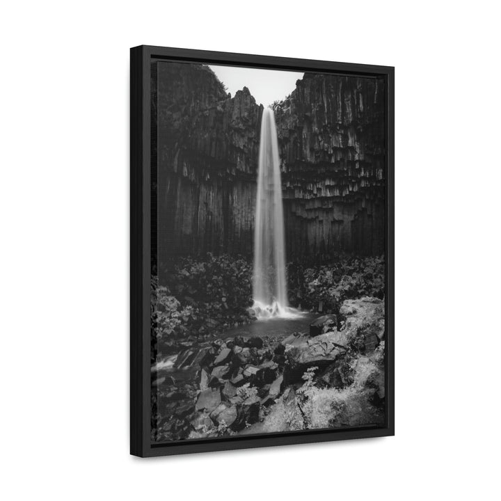 Svartifoss in Black and White - Canvas with Frame